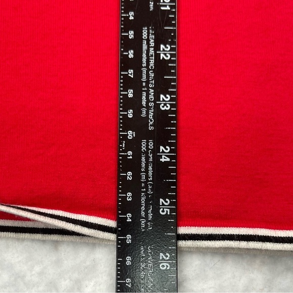 Talbots Sweater Women Large Red Fine Knit Black Stripe Pearl Button Trim Stretch - Picture 8 of 12